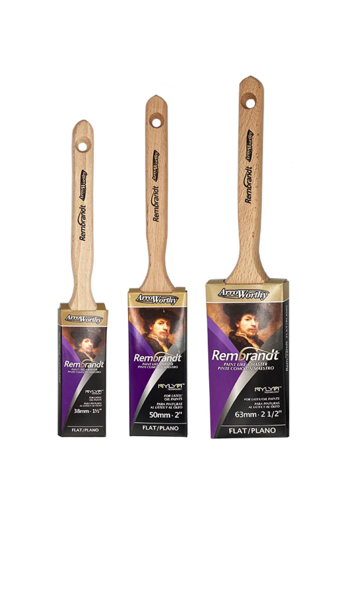 Arroworthy Rembrandt Long Handle Straight Cut Flat Sash Brush