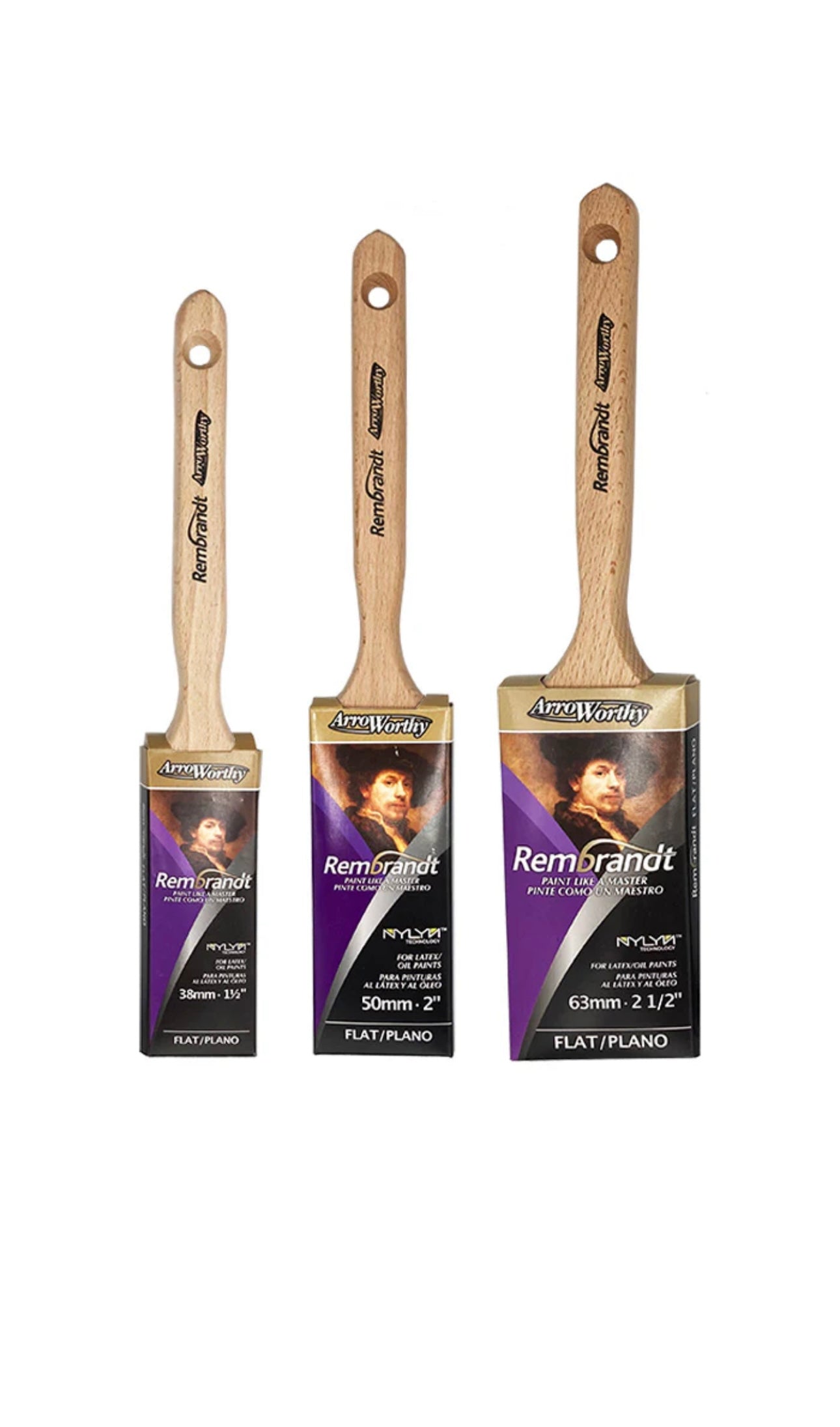 Arroworthy Rembrandt Long Handle Straight Cut Flat Sash Brush