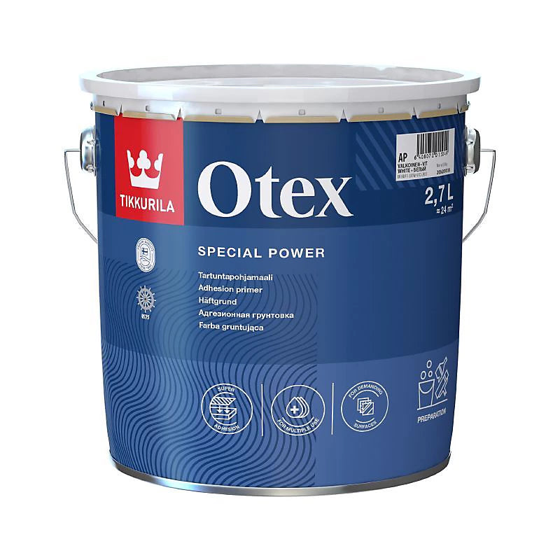 Tikkurila Otex - Quick Drying & Durable Full Matt Adhesion Primer (Solvent-Based) White