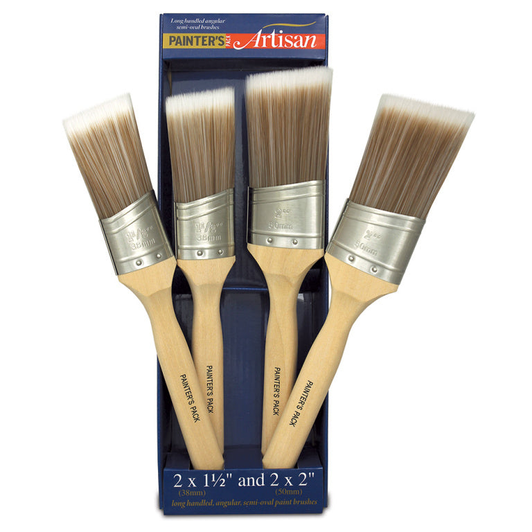 Painter’s Pack™ Long Handle Angled Artisan Brush 4 Piece set